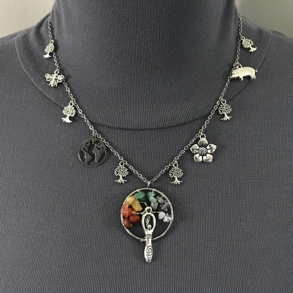 “Gaia: Mother Earth" Terra Greek Roman Goddess Handmade Mythology Necklace, Tree - Picture 3 of 16